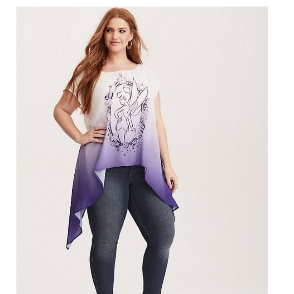 Torrid Disney Sz 5X 28 purple Tinkerbell tunic top